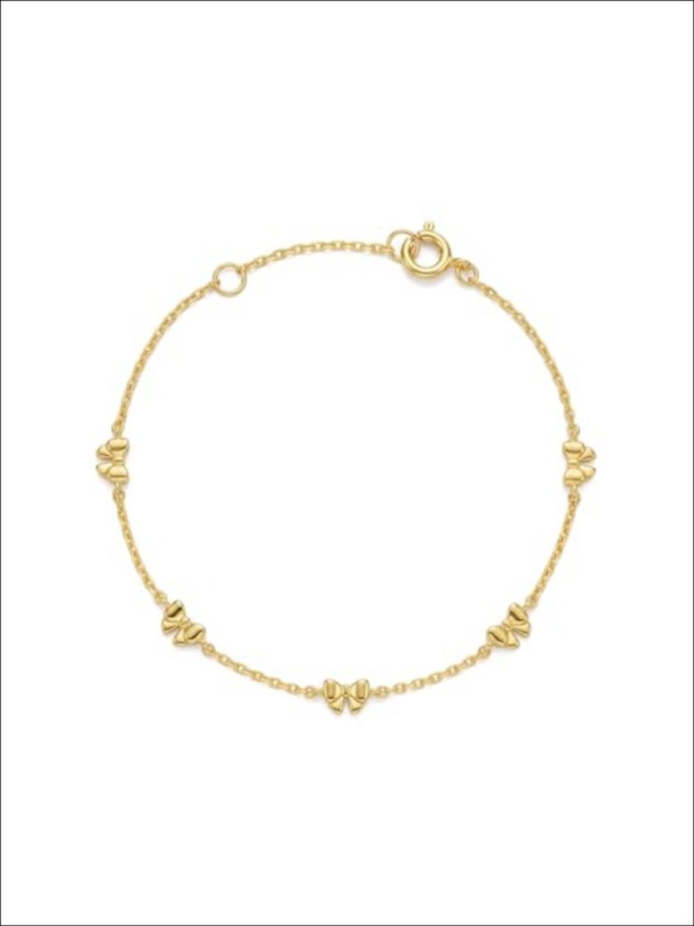 18K Gold Plated Brass Bow Charm Adjustable Chain Bracelet for Women